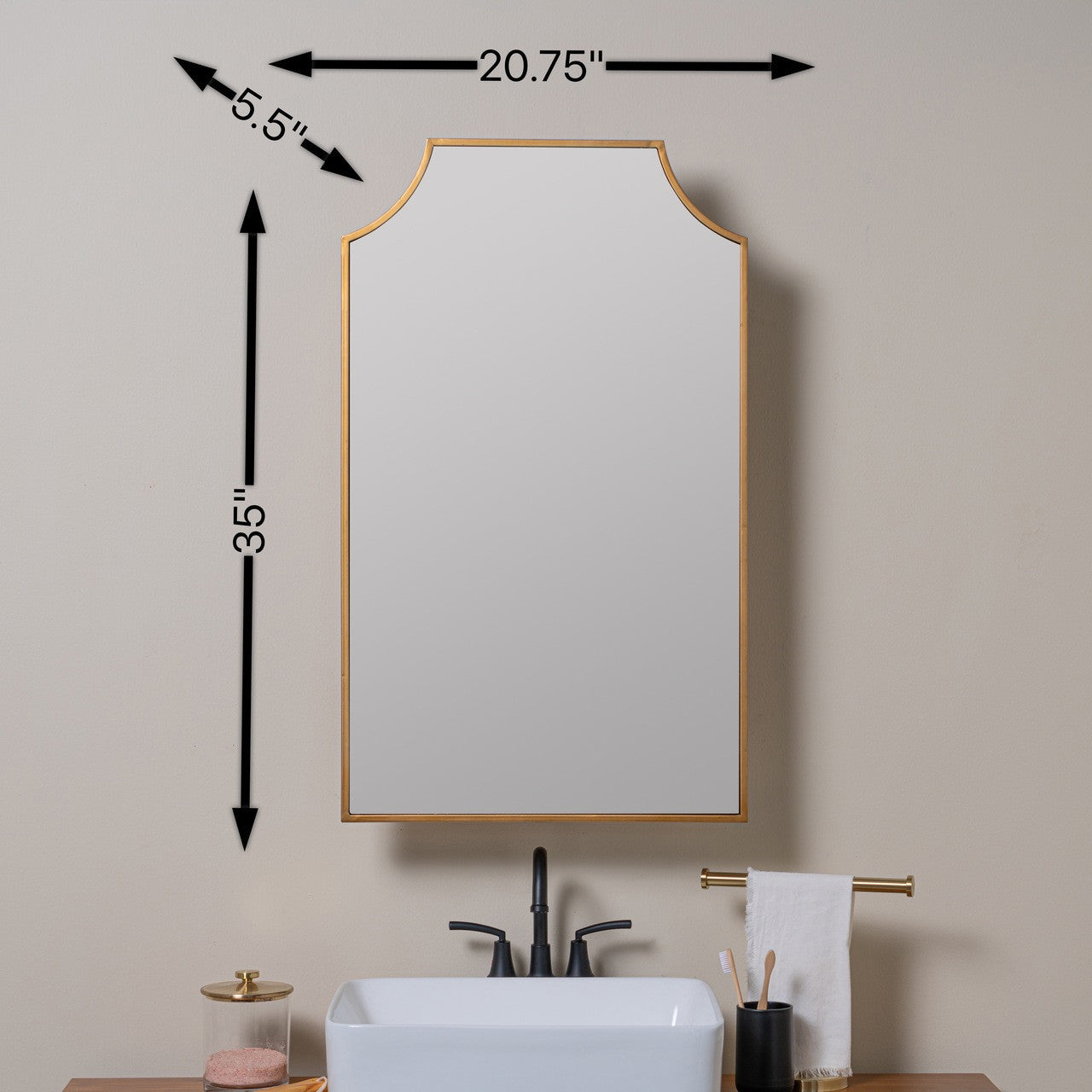 Simone Gold Medicine Cabinet - Recess Mount