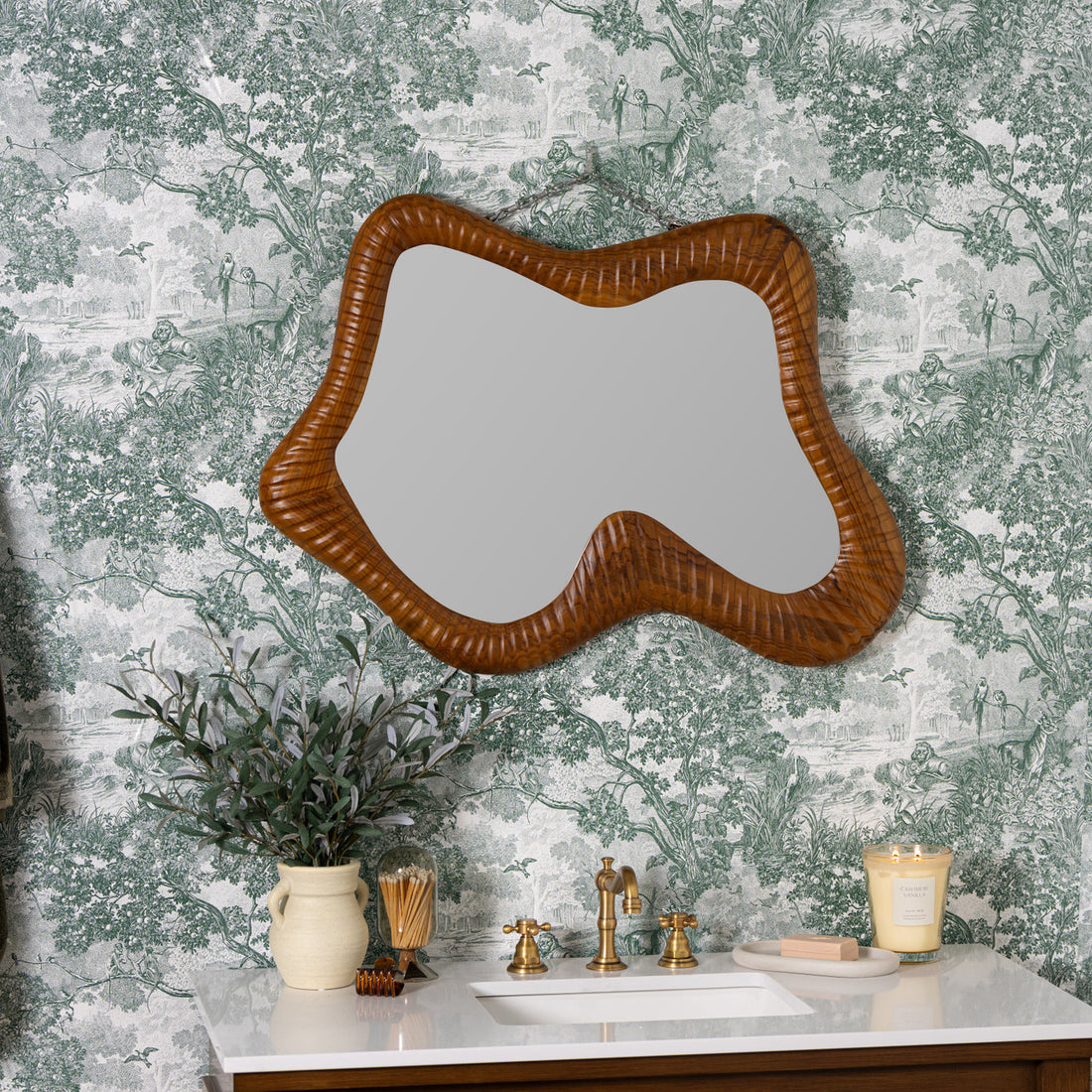 Raymond Wall Mirror - Natural Teakwood Frame | Cooper Classics
