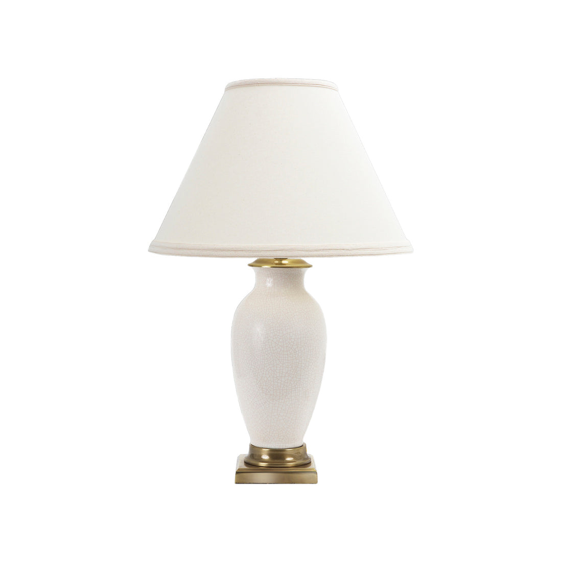 Kyoko Lamp - White Crackle Glaze Table Lamp with Natural Shade, 8"W x 30"H | Wildwood