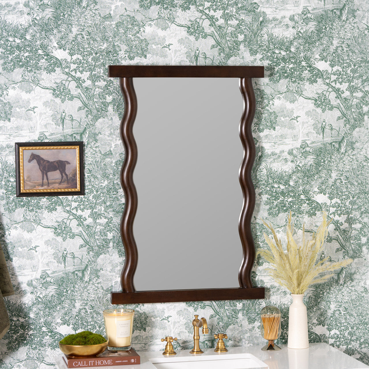 Livia Dark Wood Wall Mirror